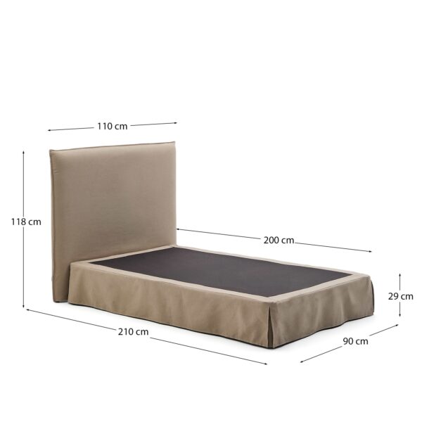 Cama desenfundable Jaira de lino y algodón topo para colchón de 90x200cm FSC Mix Credit