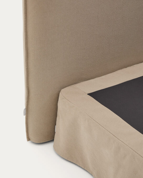 Cama desenfundable Jaira de lino y algodón topo para colchón de 90x200cm FSC Mix Credit