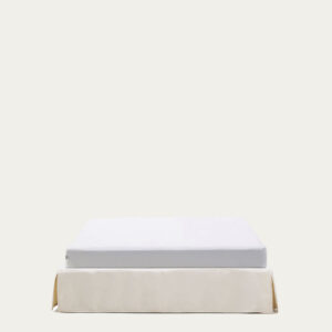 Base desenfundable Jaira de chenilla blanco para colchón de 150 x 190 cm