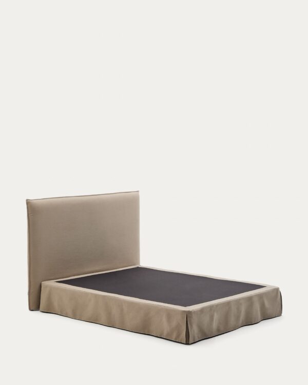 Funda para base Jaira de lino y algodón topo para colchón de 160 x 200 cm