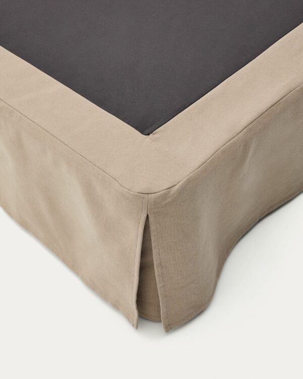 Funda para base Jaira de lino y algodón topo para colchón de 90 x 200 cm