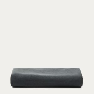 Funda para cabecero Jaira de lino y algodón gris antracita para cama de hasta 90 cm