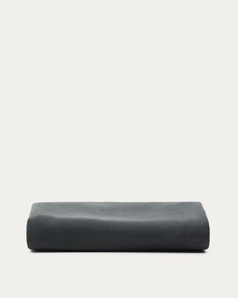 Funda para cabecero Jaira de lino y algodón gris antracita para cama de hasta 90 cm