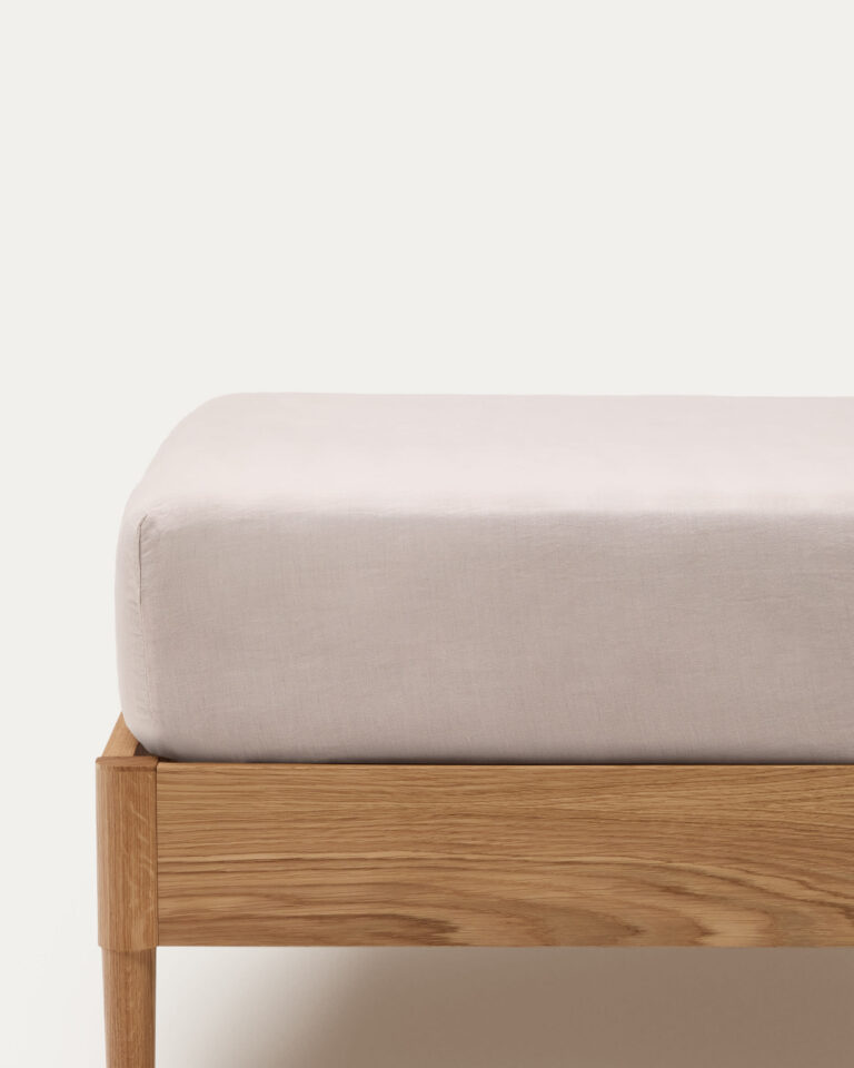 Sábana bajera ajustable Simmel de mezcla de lino color gris para cama de 90 cm