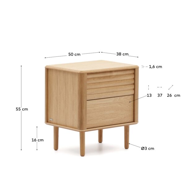Mesita de noche Lenon 2 cajones de madera y chapa de roble 50 x 55 cm FSC MIX Credit