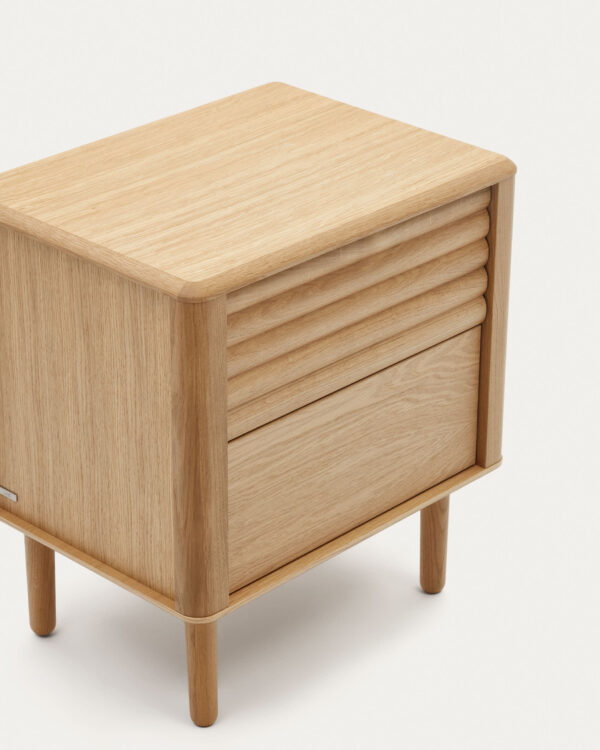 Mesita de noche Lenon 2 cajones de madera y chapa de roble 50 x 55 cm FSC MIX Credit