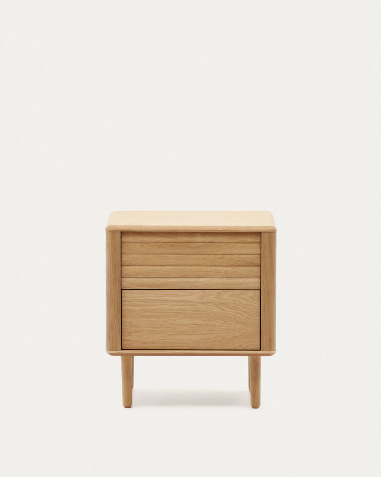 Mesita de noche Lenon 2 cajones de madera y chapa de roble 50 x 55 cm FSC MIX Credit