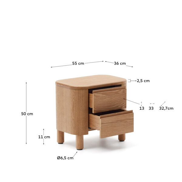 Mesita de noche Salaya de madera contrachapada de fresno FSC Mix Credit 55 x 50 cm