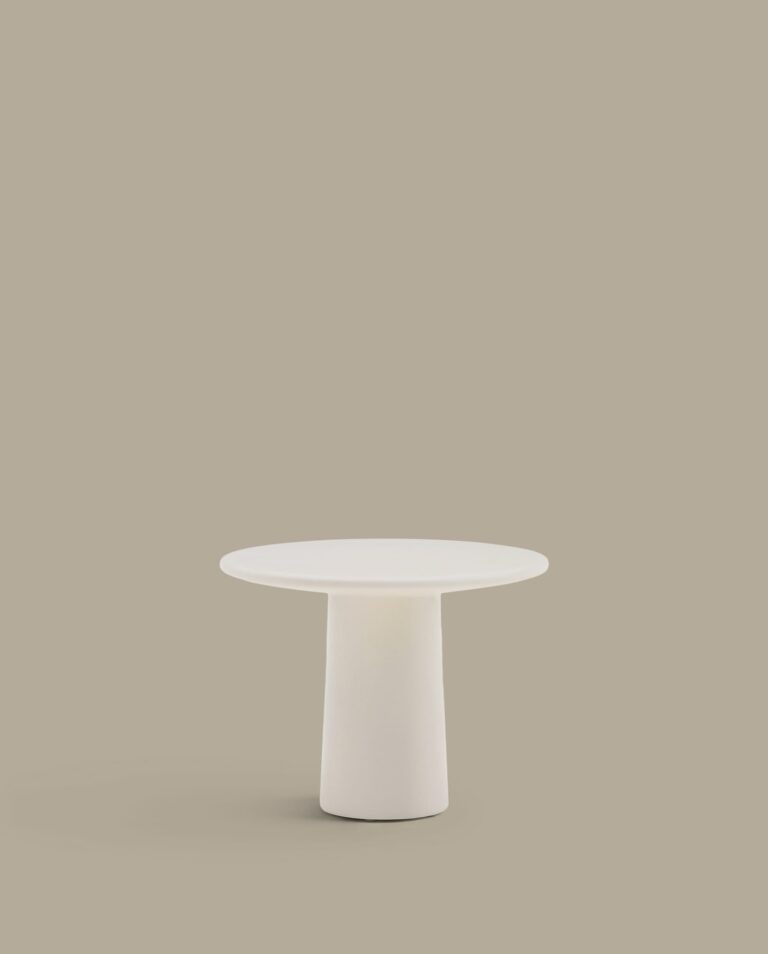 Mesa de centro Albanella de cemento con acabado blanco brillante Ø65 cm