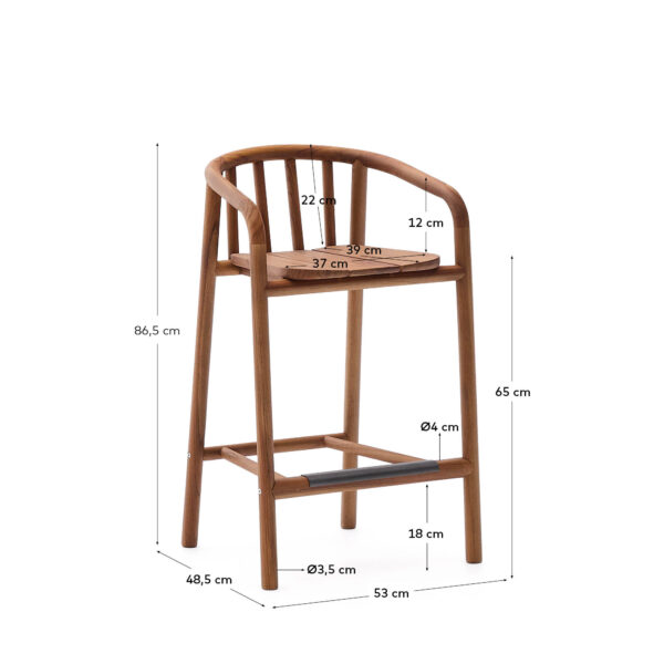 Taburete de exterior Turqueta de madera maciza de teca FSC 100% altura 65 cm