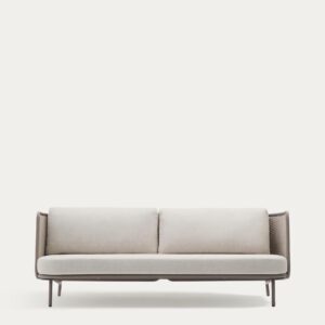 Sofá de 3 plazas de exterior Sedalis de aluminio y cuerda topo 210 cm
