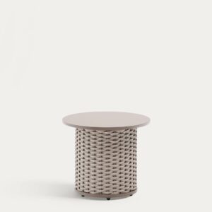 Mesa auxiliar de exterior Sedalis de aluminio y cuerda topo Ø50 cm