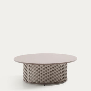Mesa de centro de exterior Sedalis de aluminio y cuerda topo Ø99 cm