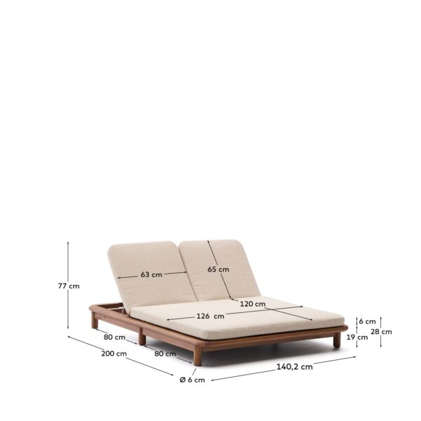 Tumbona doble Turqueta de madera maciza de teca FSC 100%