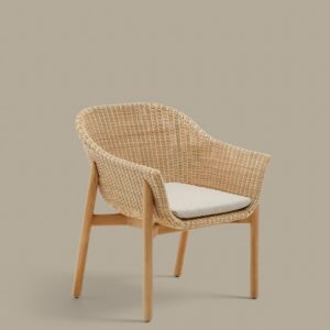 Silla Galea de madera maciza de teca y ratán sintético FSC 100%