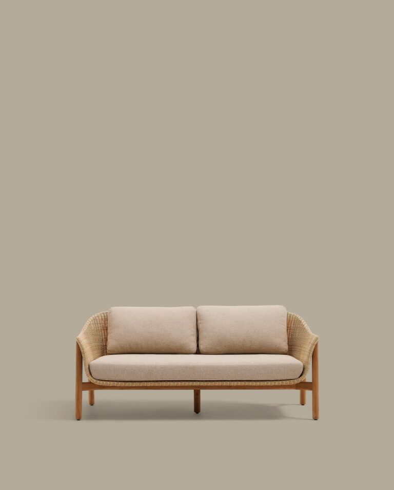 Sofá Galea de 2 plazas de madera maciza de teca y ratán sintético 170,5 cm FSC 100%