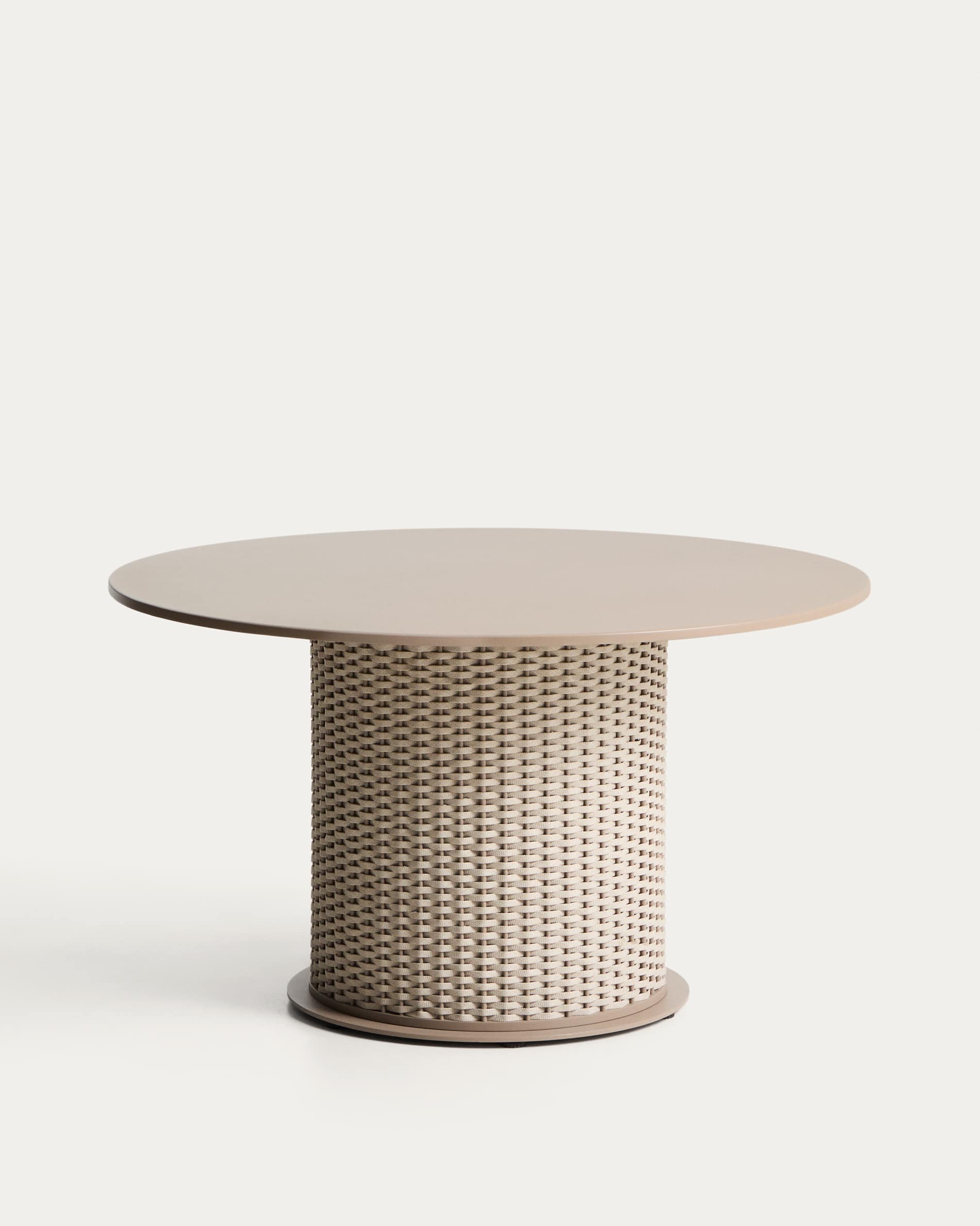 Mesa de exterior Sedalis de aluminio y cuerda topo Ø135 cm