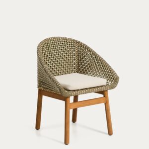 Silla Olbia de ratán sintético y madera maciza de teca FSC 100%
