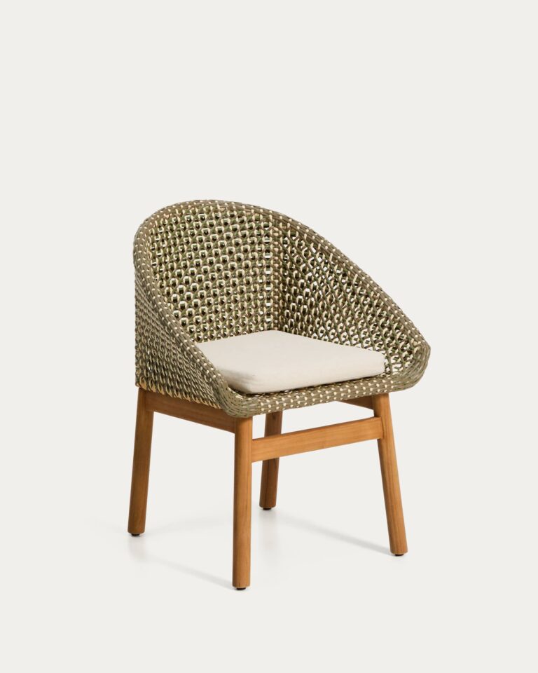 Silla Olbia de ratán sintético y madera maciza de teca FSC 100%