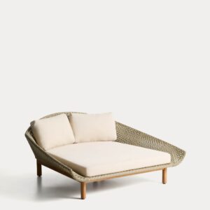 Tumbona doble Olbia de ratán sintético y madera maciza de teca FSC 100%