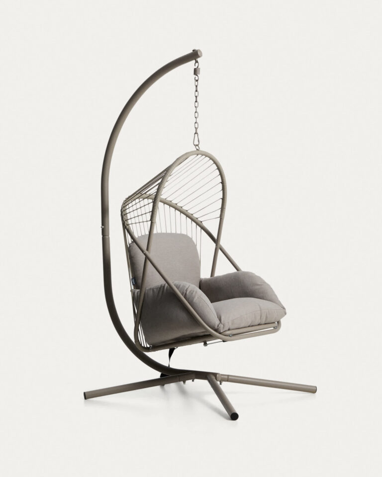 Sillón colgante Livadi de acero y cuerda topo
