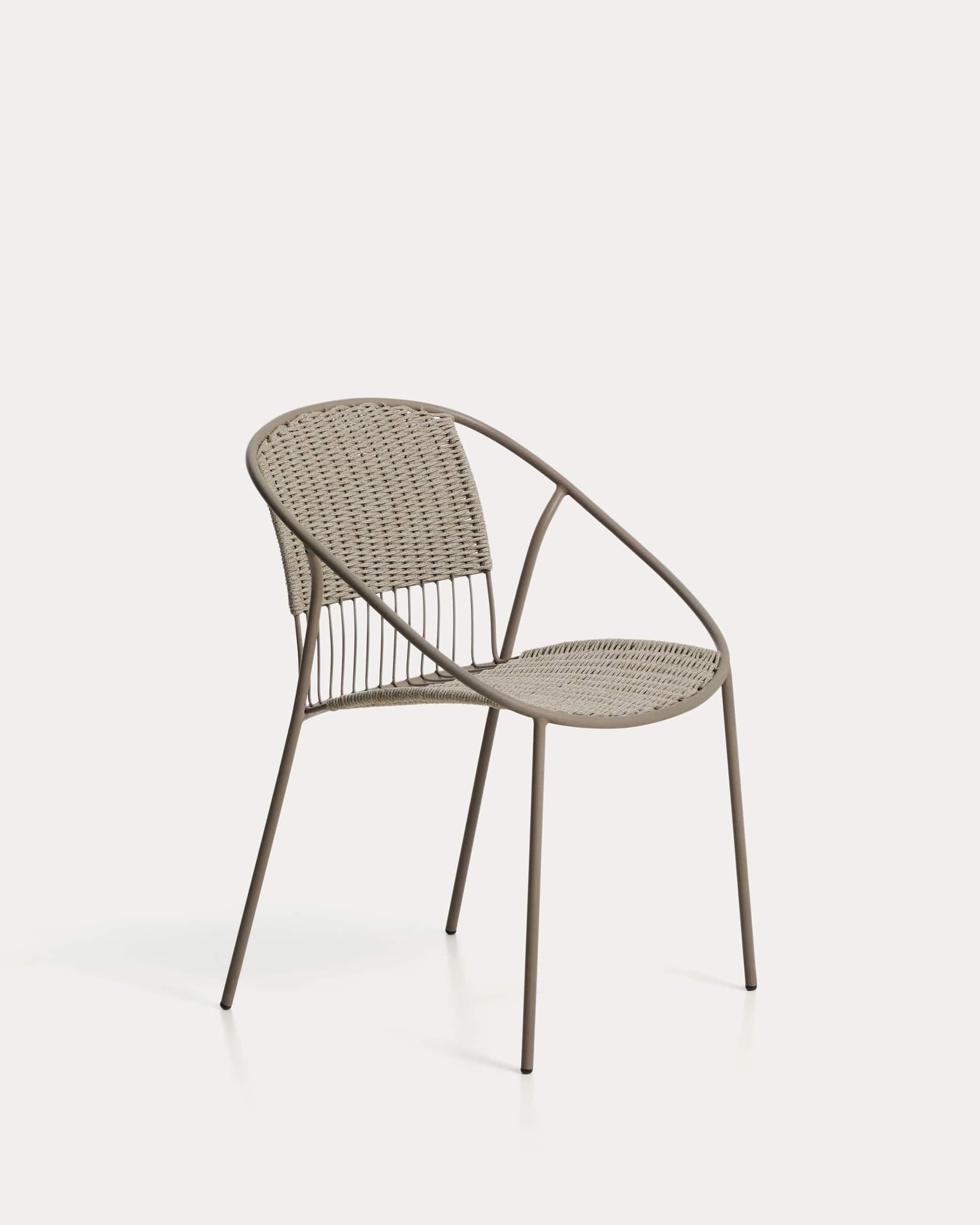 Silla apilable de exterior Atrani de acero galvanizado y cuerda topo
