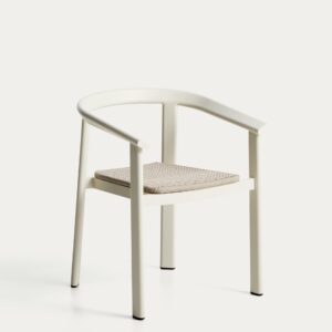 Silla apilable de exterior Erice de aluminio y cuerda crudo