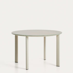 Mesa redonda Erice de aluminio y vidrio templado crudo Ø120 cm