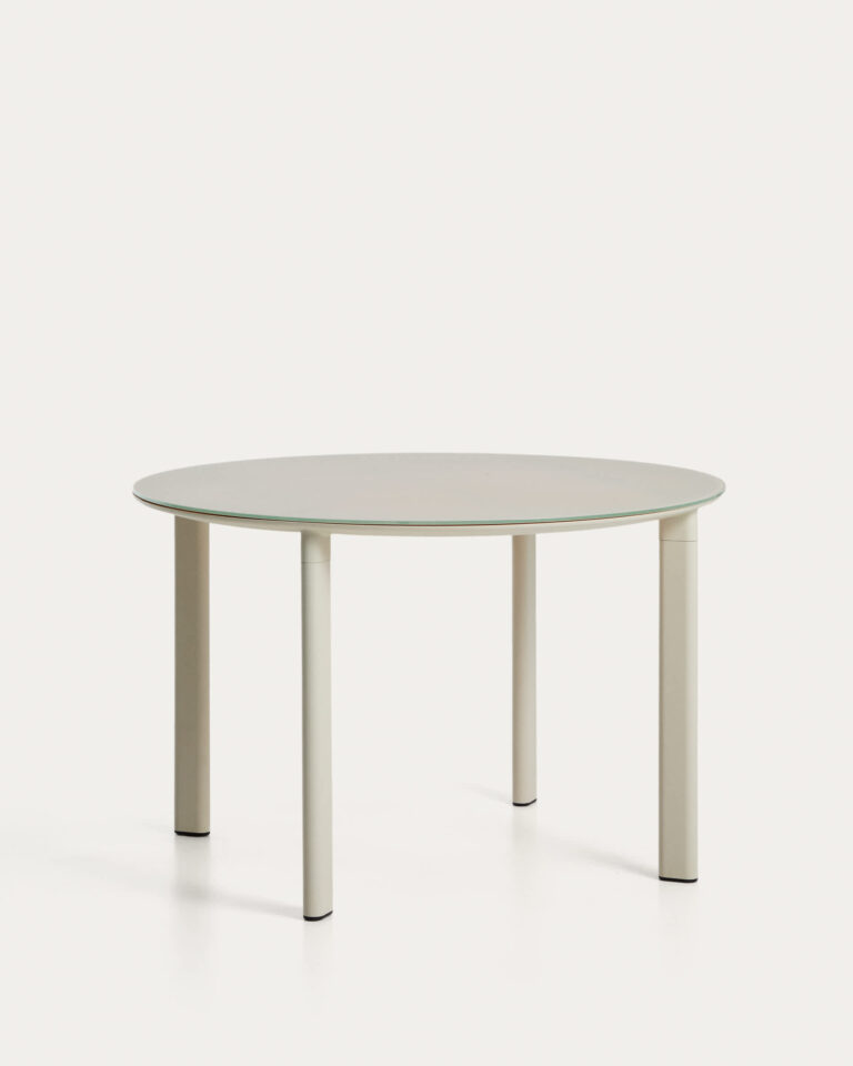 Mesa redonda Erice de aluminio y vidrio templado crudo Ø120 cm