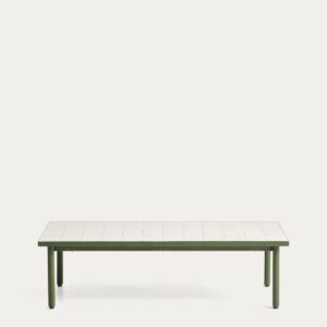 Mesa de centro Maurina de acero galvanizado verde con azulejos color crudo 122 x 61 cm