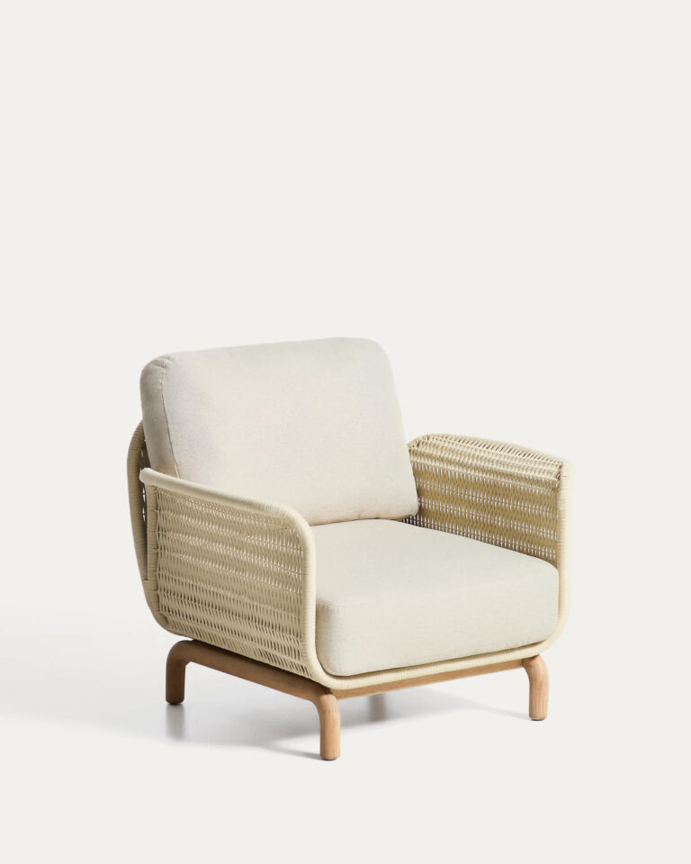 Butaca Alipa de madera maciza de acacia y cuerda crudo FSC 100%