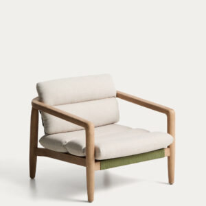 Butaca Menfi de madera maciza de acacia y cuerda verde FSC 100%