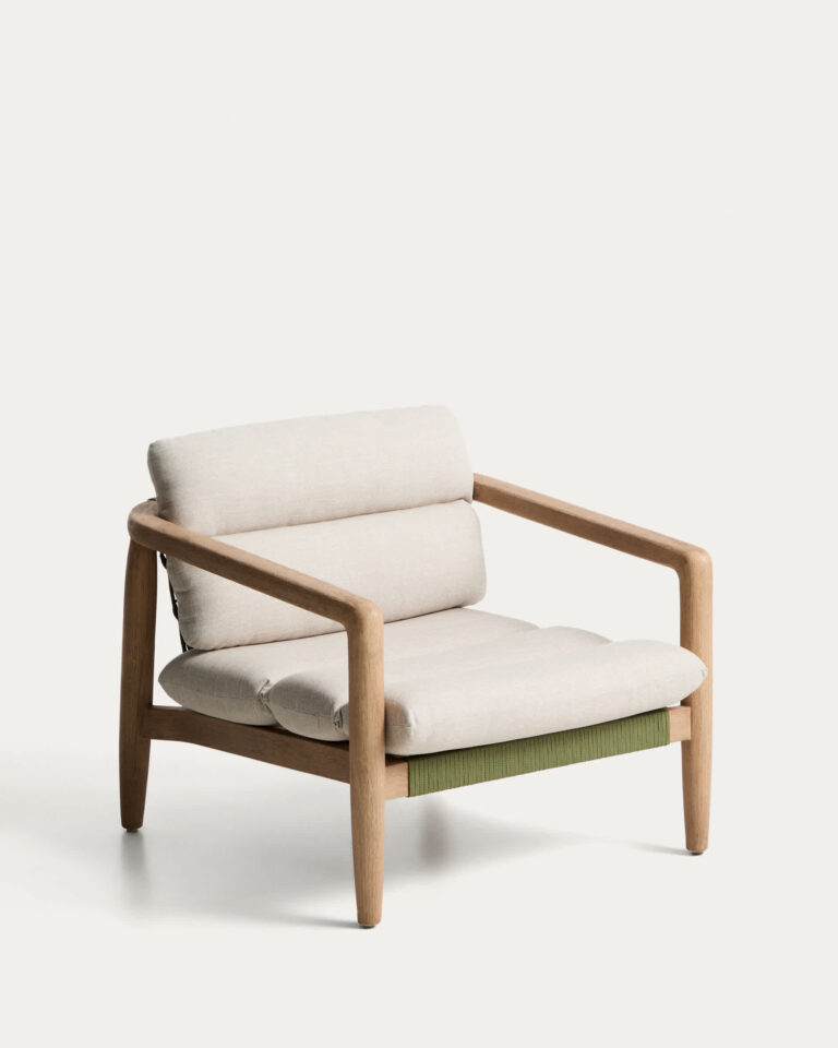 Butaca Menfi de madera maciza de acacia y cuerda verde FSC 100%