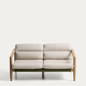 Sofá Menfi de 2 plazas de madera maciza de acacia y cuerda verde 136 cm FSC 100%