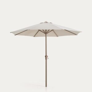 Parasol con mástil central Milna beige con estructura de acero topo Ø300 cm