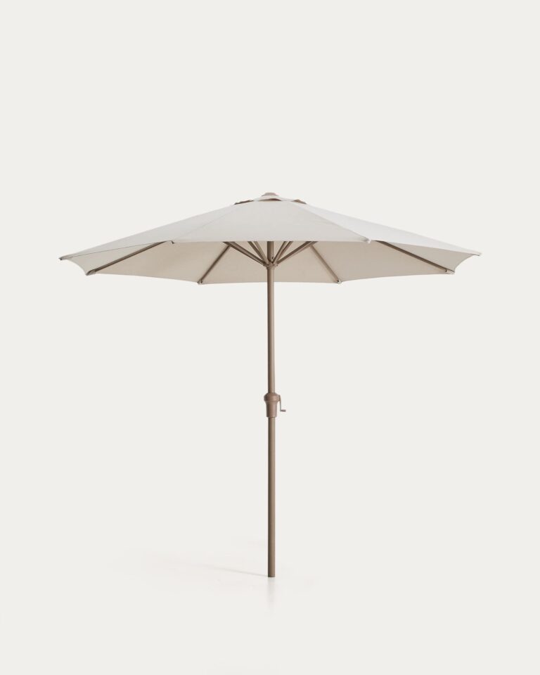 Parasol con mástil central Milna beige con estructura de acero topo Ø300 cm