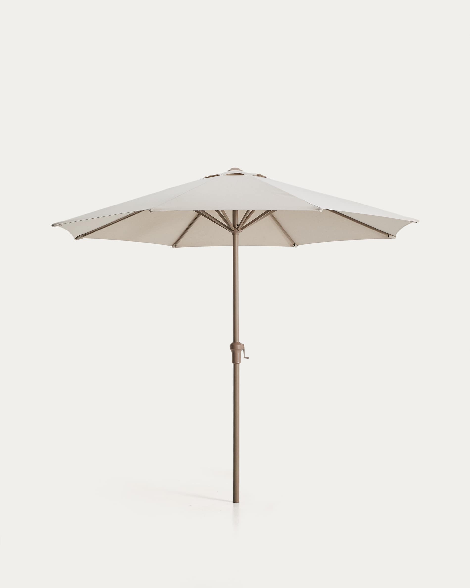 Parasol con mástil central Milna beige con estructura de acero topo Ø300 cm
