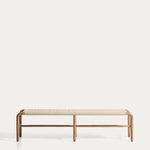 Banco Alipa de madera maciza de acacia y cuerda crudo 180 cm FSC 100%