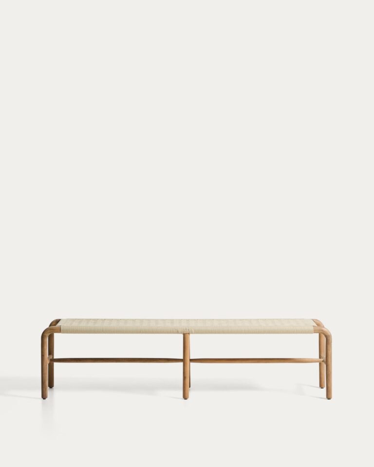 Banco Alipa de madera maciza de acacia y cuerda crudo 180 cm FSC 100%