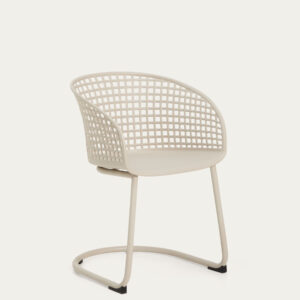 Silla de exterior Tenaro de plástico con estructura de acero beige