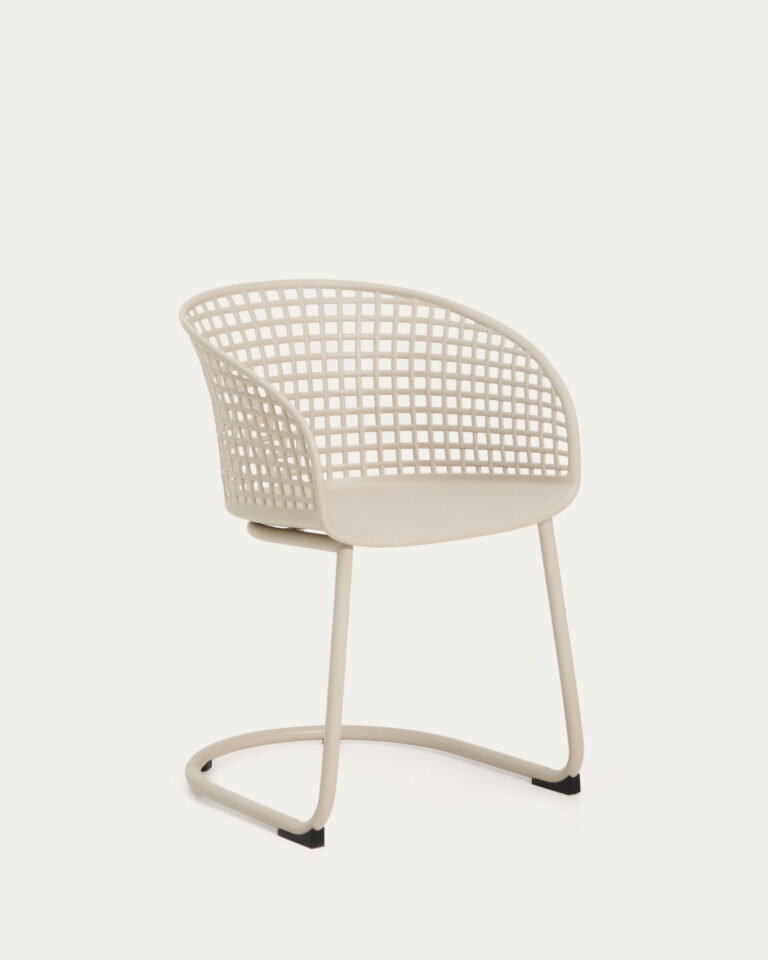 Silla de exterior Tenaro de plástico con estructura de acero beige