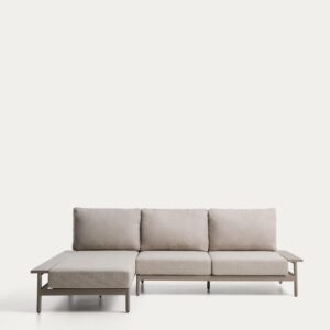 Sofá Vathi 3 plazas de aluminio con chaise longue izquierdo topo 250 x 159 cm