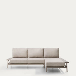 Sofá Vathi 3 plazas de aluminio con chaise longue derecho topo 250 x 159 cm