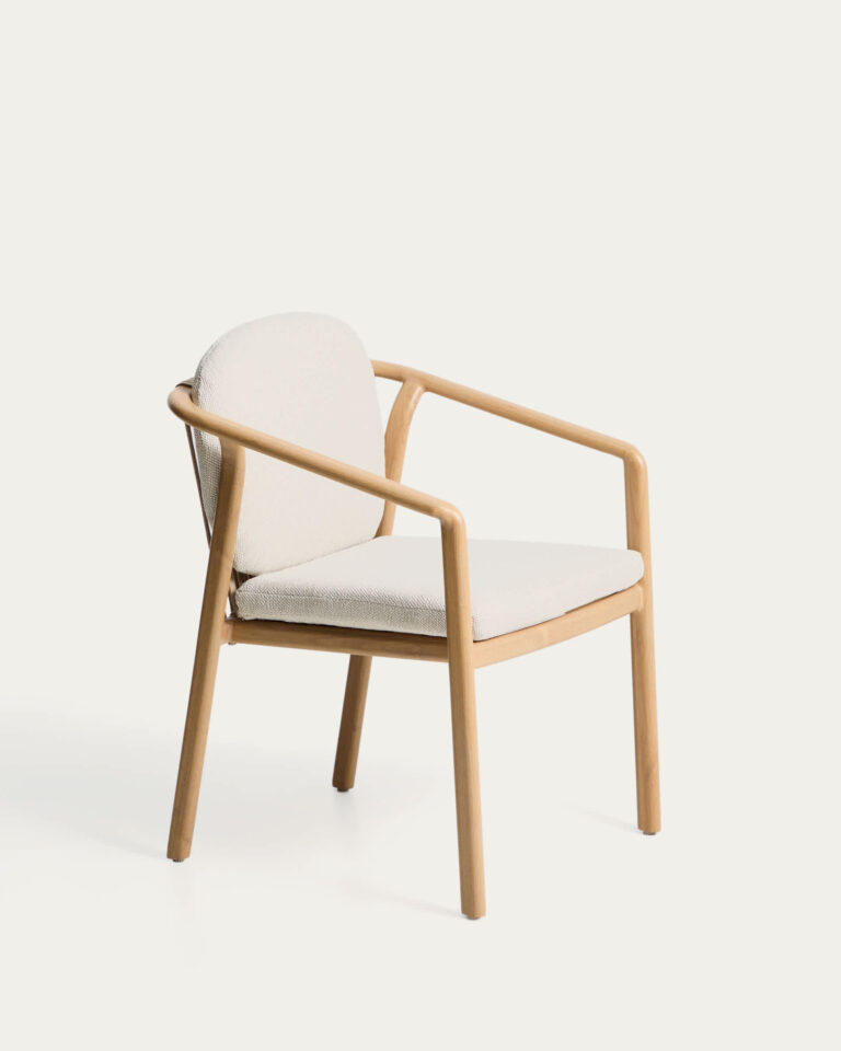 Silla apilable de exterior Sirte de aluminio acabado efecto madera y cuerda crudo