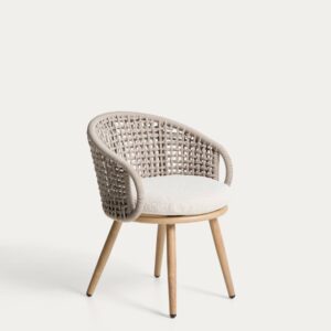 Silla de exterior Lidario de aluminio efecto madera y cuerda sintética topo