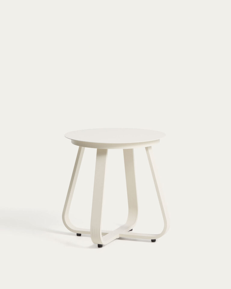 Mesa auxiliar de exterior Tamaris de aluminio color crudo Ø48 cm