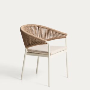 Silla Zuara de aluminio crudo y cuerda sintética marrón