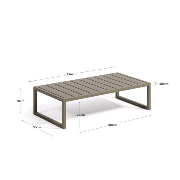 Mesa de centro 100% exterior Comova de aluminio verde 60 x 114 cm