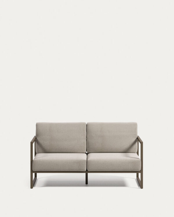 Sofá 100% exterior Comova 2 plazas gris claro y de aluminio verde 150 cm