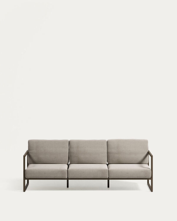 Sofá 100% exterior Comova 3 plazas gris claro y de aluminio verde 222 cm